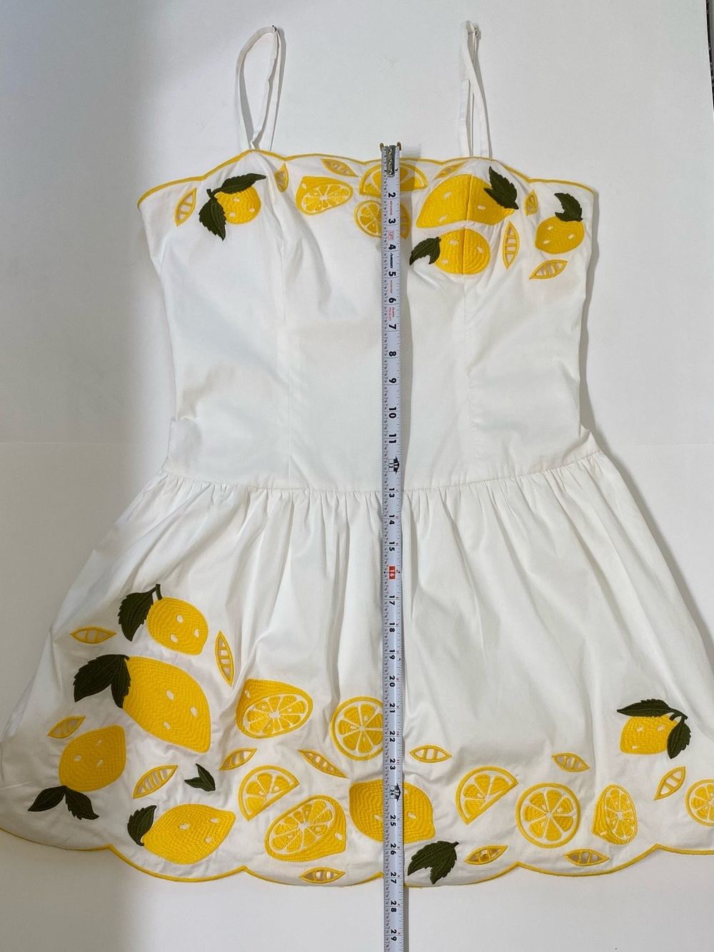 Corey Lynn Calter White Midi Dress with Yellow Lemon Embroidery - Picture 5 of 10